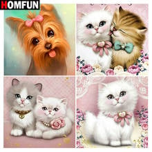 HOMFUN 5D Diy Diamond Painting Cross Stitch "Kitten cat dog animal" Home Decor Full Rhinestones Inlay Diamond Embroidery 2024 - buy cheap