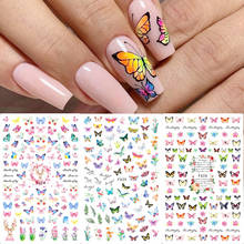 Colorful Butterfly Nail Stickers Summer 3D Designs Adhesive Sliders Decals Nail Art Decoration DIY Flower Manicure GLF624-629 2024 - buy cheap