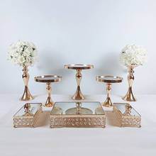 8 Pcs Gold Electroplate Crystal Cake Stand Set Mirror Metal Cupcake Display Wedding Birthday Party Dessert Plate Rack 2024 - buy cheap