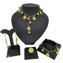 Dubai fashion Women gold Jewelry Set Necklace and Earrings ring bracelet Ethiopian Wedding Jewelry Sets Gold Turkish gift 2024 - buy cheap