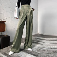 Satin High Waist Wide Leg Pants Loose Women Pants Summer Girls Long Stretch Straight Pants Trouser Casual 2020 Bottoms 2024 - buy cheap