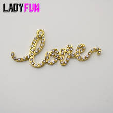 Script Words Rhinestone Word Love Charms Alloy Lover Pendant Wholesale Jewelry Lots Handmade Accessories 2024 - buy cheap