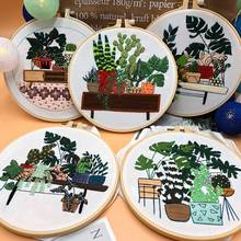 Plant DIY Embroidery Kit for Beginners With Embroidery Hoop Art Needwork Sewing Cross-stitch Art Crafts Home Decorations 2024 - buy cheap