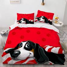 Juego de ropa de cama con dibujos animados en 3D, edredón con diseño de perro y gato, color negro, bonito 2024 - compra barato