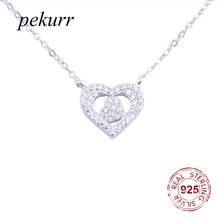 Pekurr 925 Sterling Silver Zircon Hollow Heart In Heart Necklaces For Women Silver Chain Female Pendants Collar Fashion Jewelry 2024 - buy cheap
