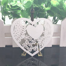 50pcs Heart Laser Cut Wine Glass Paper Card Name Cup Table Mark Place Cards Baby Shower DIY Paper Wedding Decor Party Supplies 2024 - buy cheap