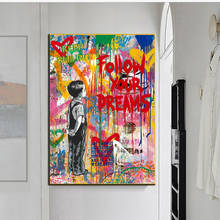 Graffiti Art Street Art Follow Your Dreams, pintura en lienzo, Cuadros, carteles, arte de pared para sala de estar, decoración del hogar (sin marco) 2024 - compra barato