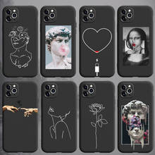 Capa de celular abstrata com arte engraçada, preta, para iphone 12 11 pro max x xr xs max 6 7 8 plus se 2020, capa de silicone, estátua, capa de tpu macio 2024 - compre barato