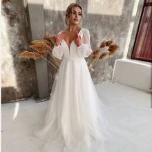 LUXIYIAO LO106 Wedding Dress платье Vestidos De Novia Beach Wedding Party Dress Robe De Soiree Bride To Be Puffy Long Sleeves 2024 - buy cheap