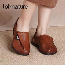 Johnature Pumps Women Shoes Genuine Leather Casual Retro Spring/Autumn 2022 New Shallow Handmade Concise Leisure Ladies Shoes 2024 - buy cheap