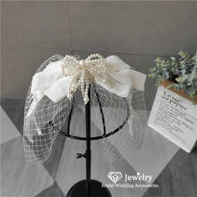 CC-velo de novia Lvory, accesorios de boda blancos para novia, flor hueca, 100% velos de pelo hechos a mano, perla con forma de mariposa, bricolaje, 5213 2024 - compra barato