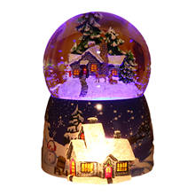 1PC Christmas Snow House Crystal Ball Music Box With Light Rotate Birthday Gift Desktop Resin Ornament Music Box For Girlfriend 2024 - buy cheap