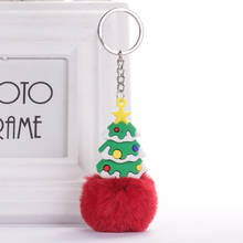 Christmas Trees Keychain Gift For Women Kids Pompom Fur Key Chain Ring Car Bag Xmas Pendants Faux Fur Plants Keyring Accessories 2024 - buy cheap