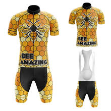 Honey And BEE New Cycling Jersey Set Short Sleeve Bike Clothing And Bib Shorts Gel Breathable Pad Maillot Ciclismo Hombre 2024 - buy cheap