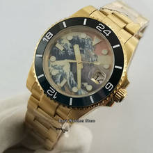 Часы мужские с сапфировым стеклом, 40 мм, суперсветящийся циферблат, золотой чехол, Япония, NH35A, Автоматический ход 2024 - купить недорого