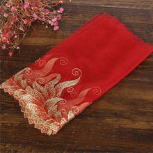 14Yards New Arrival Red Golden Edge Lace Trim Embroidery Tulle Lace Trim 21cm Wide 2024 - buy cheap