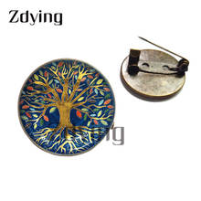 Zdying Vintage Colorful Life Tree Badge Brooches Glass Cabochon Christmas Tree Brooch Pins For Bag Clothes Accessories SH013 2024 - buy cheap