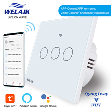 WELAIK  UK-WIFI Touch-Switch-Crystal Glass-Panel  Wall-Intelligent Switch-Light Smart-Switch 3gang-1way  B1931CW&WIFI 2024 - buy cheap