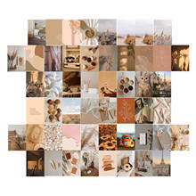 Cuadros estéticos de Color Beige para decoración de pared, Kits de impresión de Collage de tarjetas bohemias, Color cálido para habitación y dormitorio, 50 Uds. 2024 - compra barato