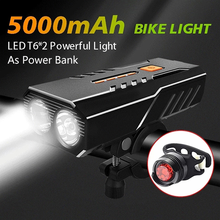 2021 nova luz da bicicleta 5000mah luzes dianteiras usb recarregável lâmpada mountain bike luz ao ar livre ciclismo accessaries como banco de potência 2024 - compre barato