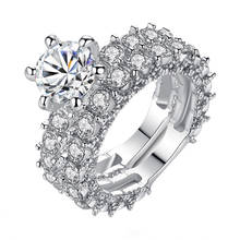 Bettyue-Conjunto de anillo blanco Noble para mujer, joyería de cristal para enamorados, estilo romántico y delicado, compromiso, fiesta de boda 2024 - compra barato