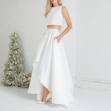 High Low Wedding Skirt Ivory Satin Long Skirt for Bridal Asymmetric Floor Length Prom Skirts Women Saia Faldas Custom Made 2024 - buy cheap