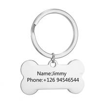 Personalized Custom Dog Tag Keychain Engraved Pet Dog Cat ID Phone Keyring Stainless Steel Bone Anti-lost Collar Accessories 2024 - buy cheap