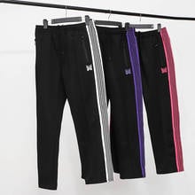 2020 awge agulhas sweatpants mulheres de alta qualidade listrado zíper awge calças borboleta bordado corredores agulhas calças 2024 - compre barato