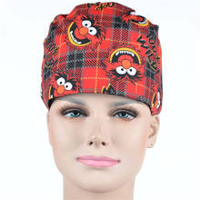 Red Halloween Scrub Caps Nurse Scrubs Hats Women Men Blue 100% Cotton Working Skull Cap Plastic Clinic Nursing Hats 2024 - buy cheap
