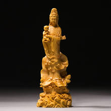 BOJ 19cm 22cm escultura de Guanyin Buda de madera estatua Guan Yin chico con Decoración de casa 2024 - compra barato