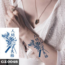 Tatuagem temporária à prova d'água com extratos de ervas, tatuagem com flor de rosa, suco, arte corporal, adesivo de tatuagem temporário para homens e mulheres, 1 peça 2024 - compre barato