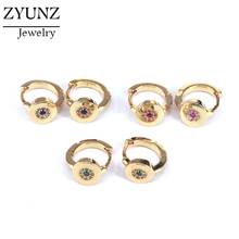 6 Pairs, CZ Micro Pave Trendy Circle Jewelry Hoop Earrings Crystal Zirconia Gold Color Hoops For Women Party Jewelry 2024 - buy cheap