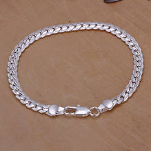 Casanier pulseira de prata/ouro 5mm, joias femininas/masculinas da moda, corrente plana de cobra, pulseira de braço 925, estampa 2024 - compre barato