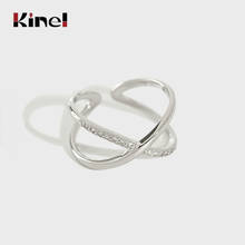 Kinel Cross Hand CZ Silver 925 Jewelry Rings for Women Open Stackable Korean Fashion Personality INS Accessories 2024 - buy cheap