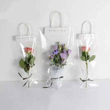 Bolso largo de decoración para floristería, bolsa transparente de PVC, ramo de flores, regalo transparente portátil, embalaje de colocación 2024 - compra barato