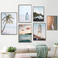 Beach Coastal Nordic Posters and Prints Ocean Wall Art Canvas Painting Beach Landscape Wall Pictures Pale Bedroom Home Decor 2024 - buy cheap