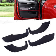 4pcs/Set Carbon Fiber Texture Black PU Leather Car Interior Car Door Anti-Kick Pad Cover Trim Fit for Kia Seltos 2020 2021 2024 - buy cheap