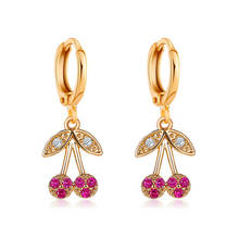 Modyle New Fashion Red Cherry Gold Drop Earring Sweet Fruit Long Crystal Earrings for Women Lady Gift Jewelry Tassel Dangle 2024 - buy cheap