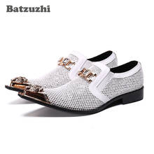 Batzuzhi Luxury Handmade Men Shoes Pointed Metal Tip Leather Dress Shoes Men Zapatos Hombre Blink Party & Wedding Footwear Men 2024 - buy cheap