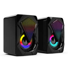 Колонки компьютерные X2 RGB с поддержкой USB, басовые колонки 3Wx2 для настольного компьютера, ноутбука, ПК, стереоколонки с объемным звуком 2024 - купить недорого