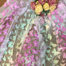 3D аппликация в виде бабочки радужного цвета, сетчатая кружевная ткань, градиентные цветы, детская одежда, «сделай сам», свадебное платье, кружевная ткань 2024 - купить недорого