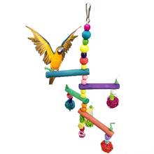 Птица красочные деревянные скалолазание лестница для попугая Висячие качели игрушка для попугаев попугая Cockatiel Conure Lovebird Finch африканская серая 2024 - купить недорого
