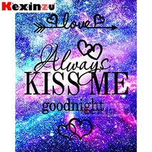 Kexinzu-pintura de diamante 5d completa, bordado de diamantes cuadrados/redondos-Kiss Me-strass DIY, mosaico de punto de cruz 3D, decoración del hogar Y0461 2024 - compra barato