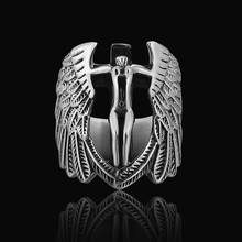 Gothic Fallen Angel Casting Jesus Stainless Steel Cross Ring Men Punk Retro Angel Wing Ring Jewelry Gift Size 7-13 2024 - buy cheap