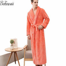 BOHOWAII Soft Flannel Men's Bathrobe Pajamas Winter Warm Bata Hombre Thick Peignoir Terry Bathrobe for Home Sleepwear 2024 - buy cheap