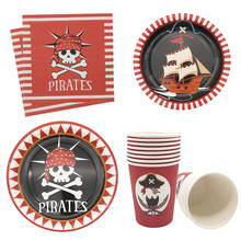 Chicinlife 1set Happy Halloween Pirate Paper Cups Plate Tableware Happy birthday Party Kids Celebration Decoration Supplies 2024 - buy cheap