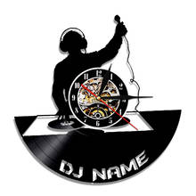 Custom Wall Clock DJ Vinyl Record Wall Clock Custom DJ Name Decorative Art Clock 3D Wall Watches Handmade Gift For DJ 2024 - buy cheap