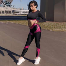 Whatiwear-conjunto deportivo de dos piezas para mujer, Top de manga larga y pantalones, chándal activo de cintura alta elástica 2024 - compra barato