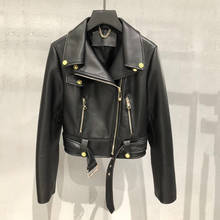 2021 New Woman Coats Real Sheepskin Women's Motorcycle Leather Jacket Female Windbreaker Genuine Short Overcoat 2024 - buy cheap