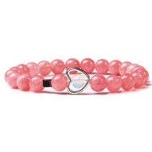 Pulseras de amuleto de corazón para mujer, pulsera de la amistad de la suerte y amor hecha a mano con cuentas de piedra Natural, regalo para chica, nueva moda 2024 - compra barato